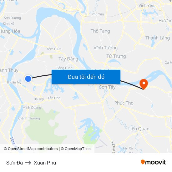 Sơn Đà to Xuân Phú map
