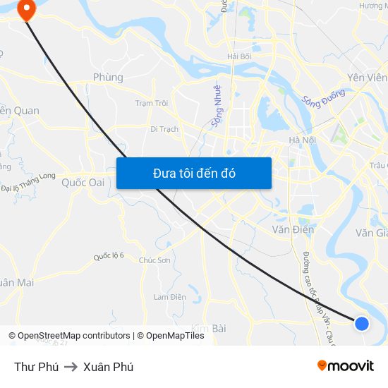 Thư Phú to Xuân Phú map