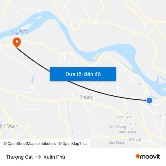 Thượng Cát to Xuân Phú map