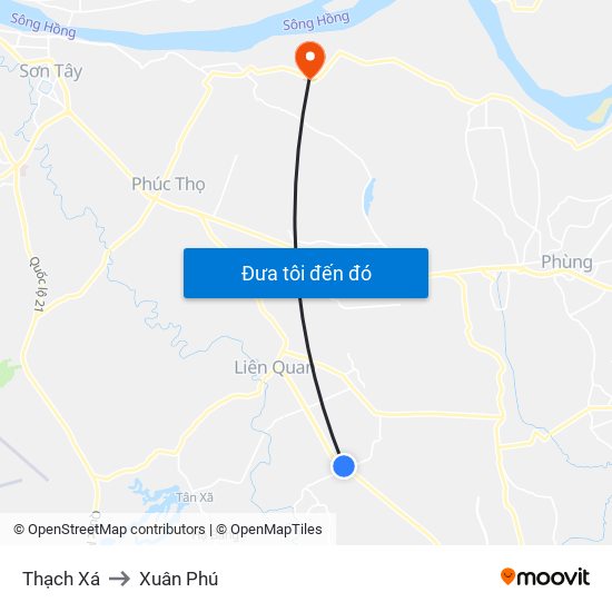 Thạch Xá to Xuân Phú map