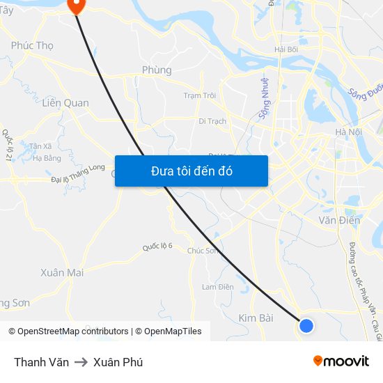 Thanh Văn to Xuân Phú map