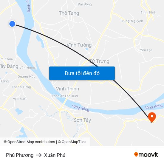 Phú Phương to Xuân Phú map