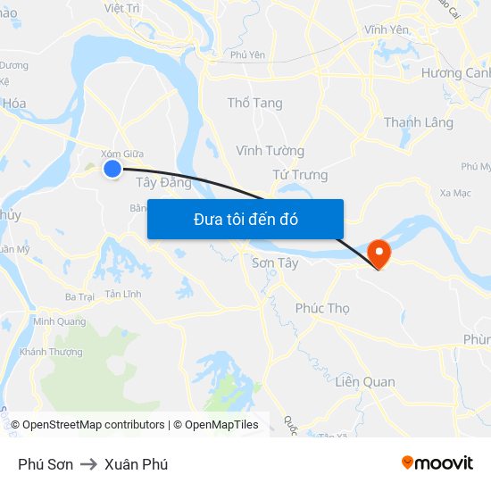 Phú Sơn to Xuân Phú map