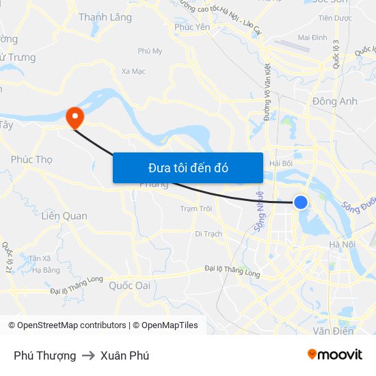 Phú Thượng to Xuân Phú map