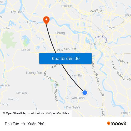 Phú Túc to Xuân Phú map