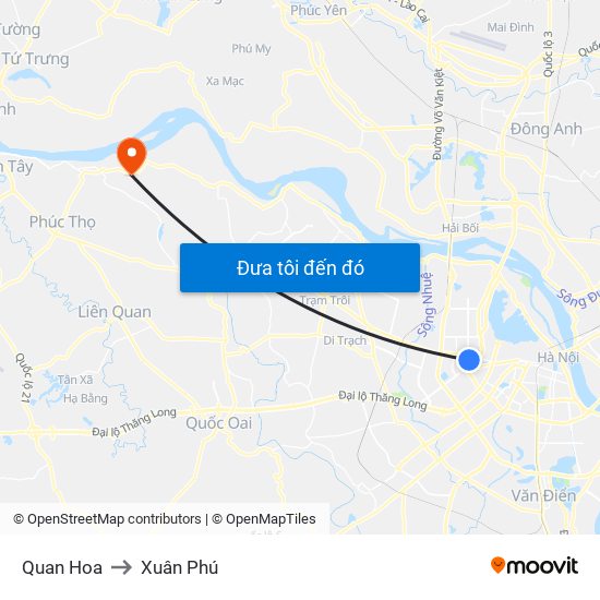 Quan Hoa to Xuân Phú map