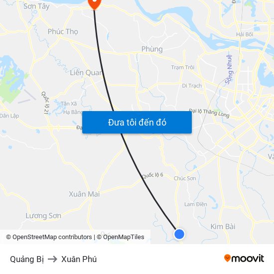 Quảng Bị to Xuân Phú map