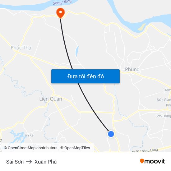 Sài Sơn to Xuân Phú map