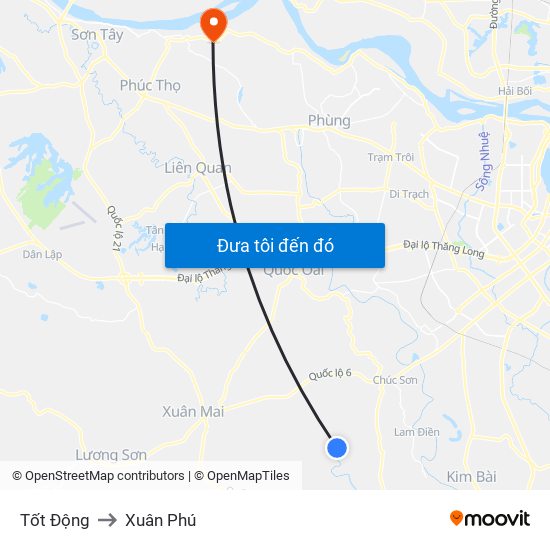 Tốt Động to Xuân Phú map