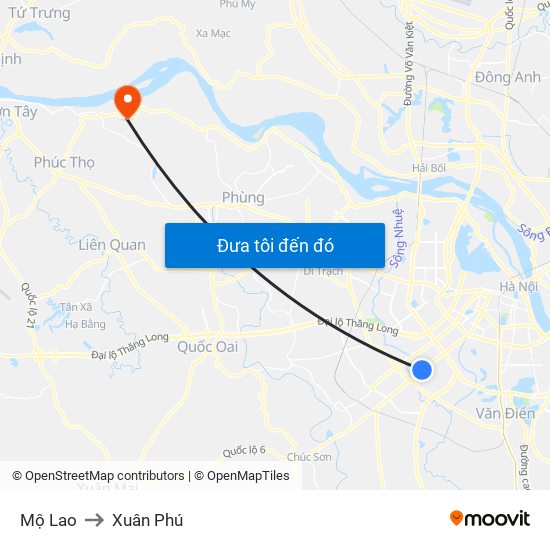Mộ Lao to Xuân Phú map