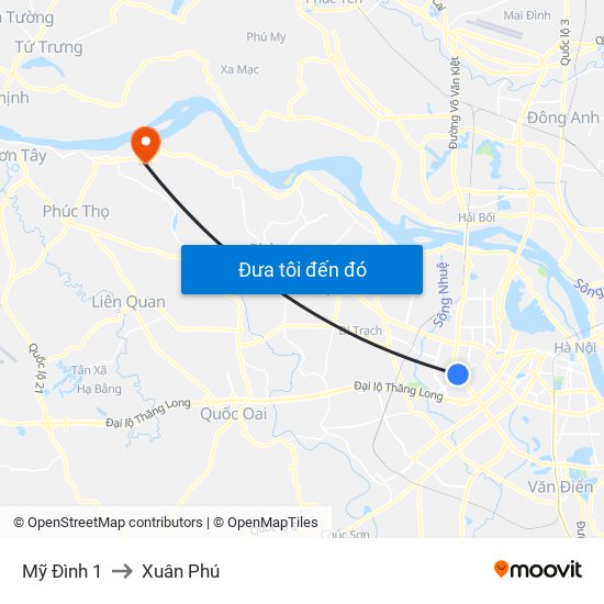 Mỹ Đình 1 to Xuân Phú map
