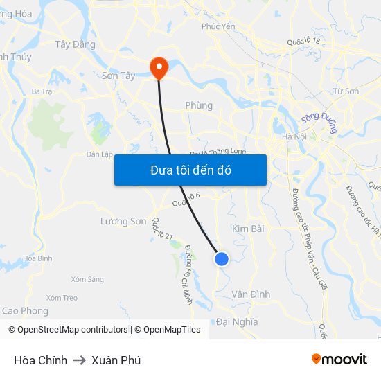 Hòa Chính to Xuân Phú map