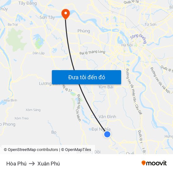 Hòa Phú to Xuân Phú map