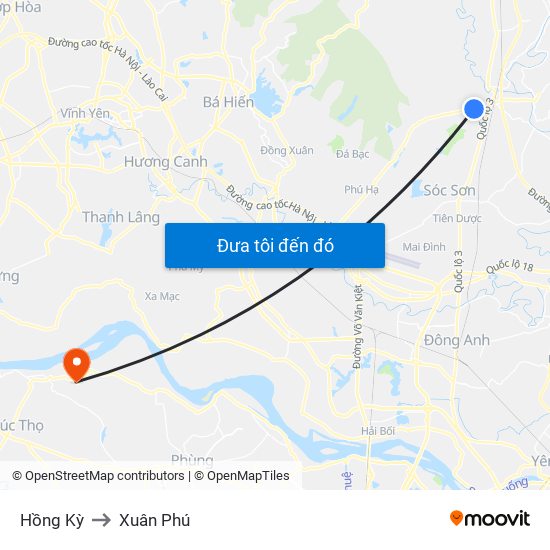 Hồng Kỳ to Xuân Phú map