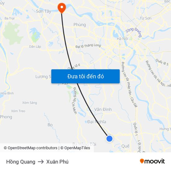 Hồng Quang to Xuân Phú map