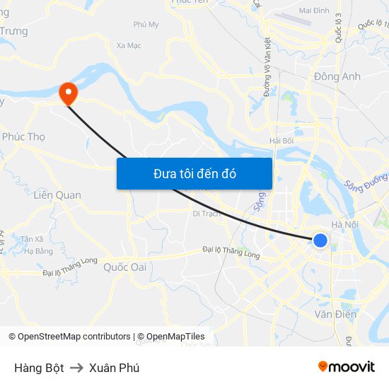 Hàng Bột to Xuân Phú map