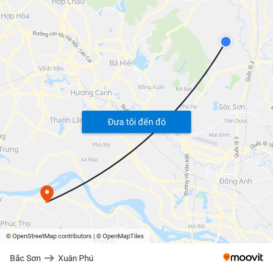 Bắc Sơn to Xuân Phú map