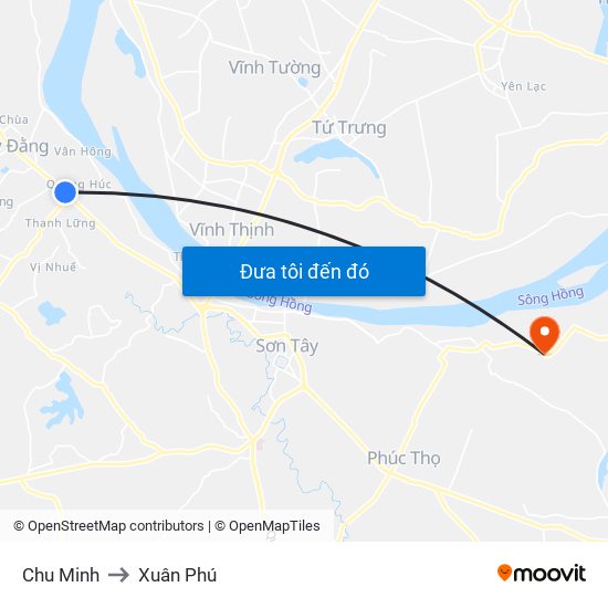 Chu Minh to Xuân Phú map