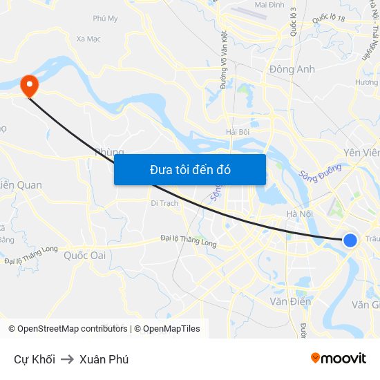 Cự Khối to Xuân Phú map