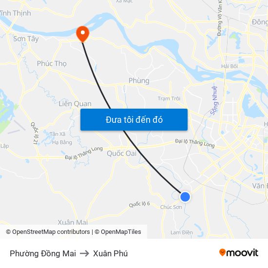 Phường Đồng Mai to Xuân Phú map