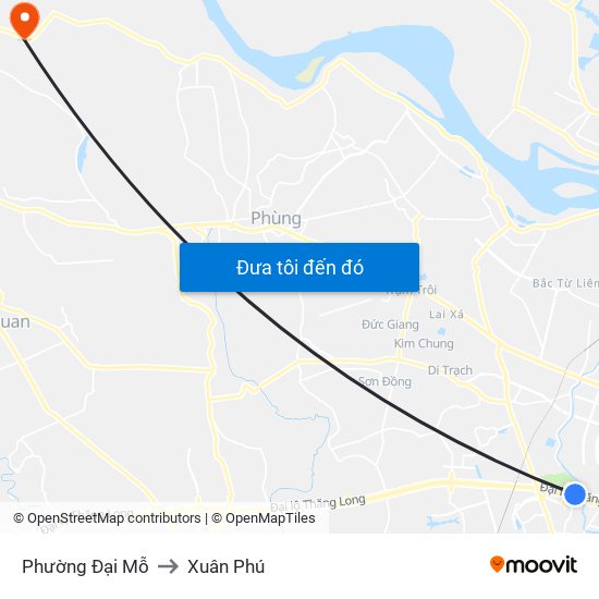 Phường Đại Mỗ to Xuân Phú map
