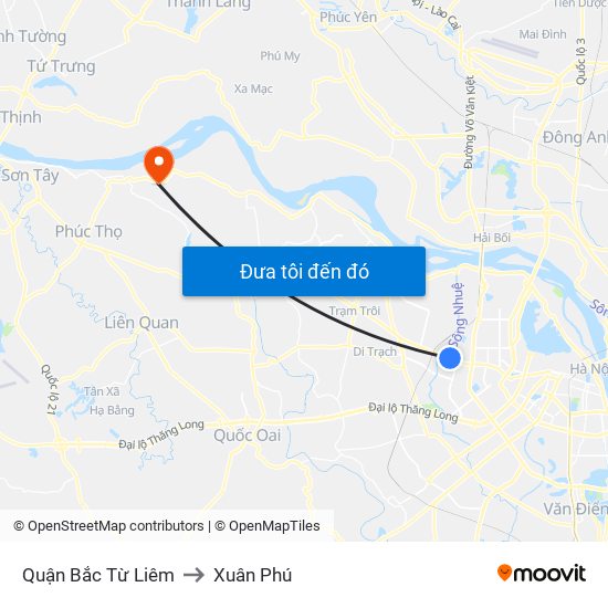 Quận Bắc Từ Liêm to Xuân Phú map