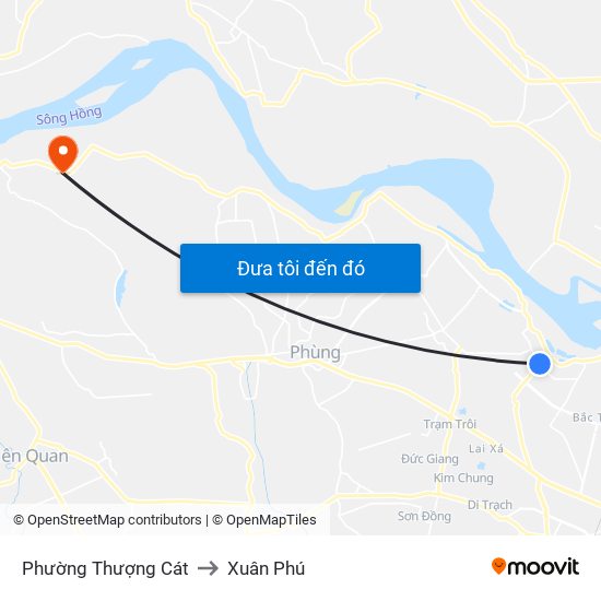 Phường Thượng Cát to Xuân Phú map