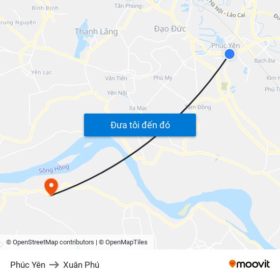 Phúc Yên to Xuân Phú map