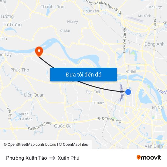 Phường Xuân Tảo to Xuân Phú map