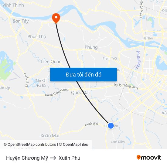 Huyện Chương Mỹ to Xuân Phú map