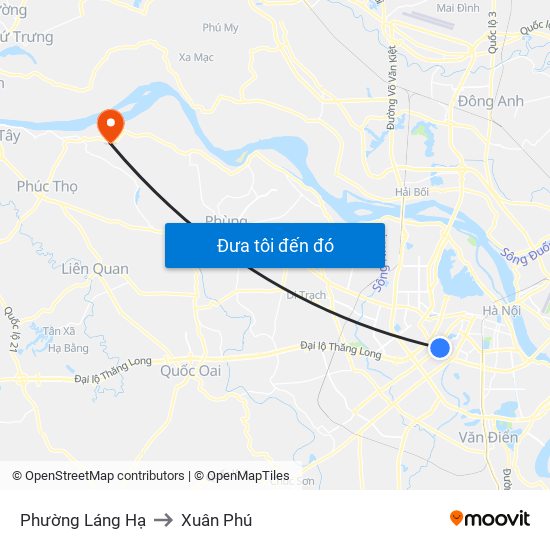 Phường Láng Hạ to Xuân Phú map