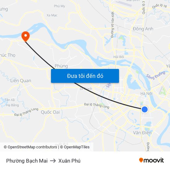 Phường Bạch Mai to Xuân Phú map