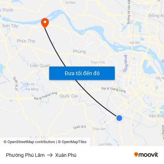 Phường Phú Lãm to Xuân Phú map