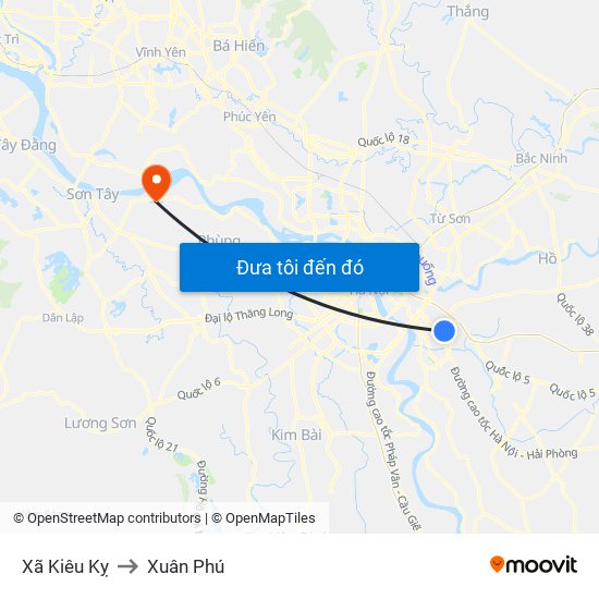 Xã Kiêu Kỵ to Xuân Phú map