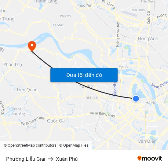 Phường Liễu Giai to Xuân Phú map