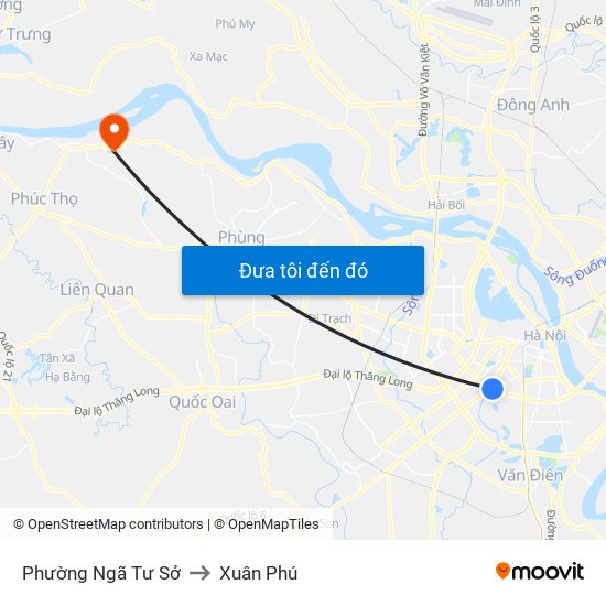 Phường Ngã Tư Sở to Xuân Phú map