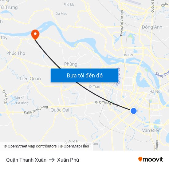 Quận Thanh Xuân to Xuân Phú map