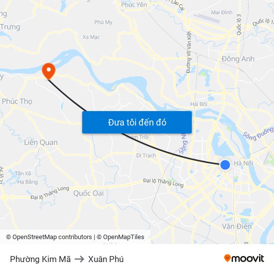 Phường Kim Mã to Xuân Phú map