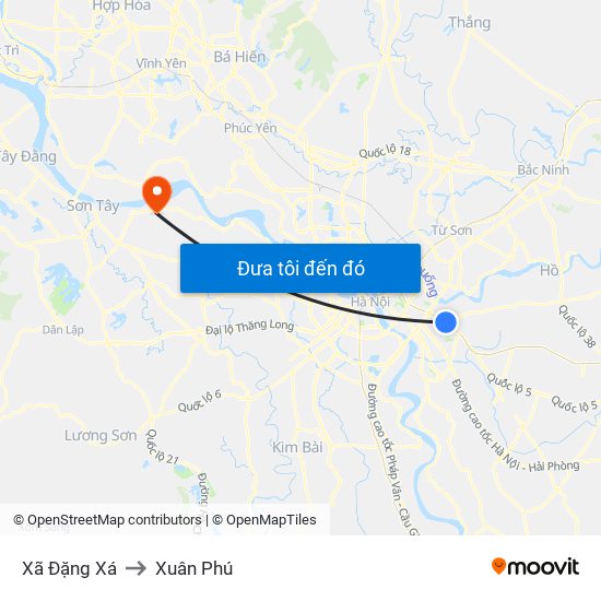 Xã Đặng Xá to Xuân Phú map