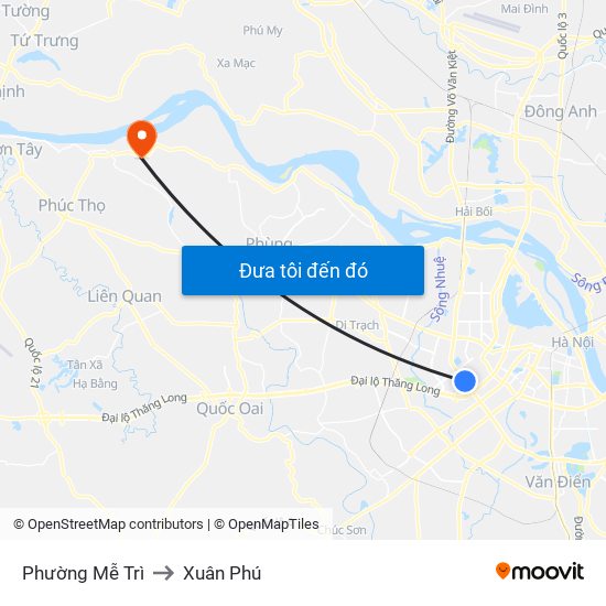 Phường Mễ Trì to Xuân Phú map