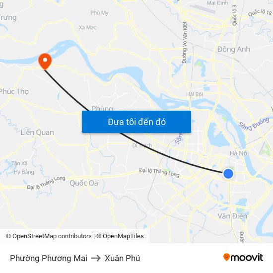 Phường Phương Mai to Xuân Phú map