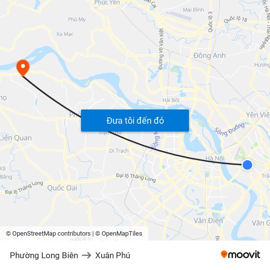 Phường Long Biên to Xuân Phú map