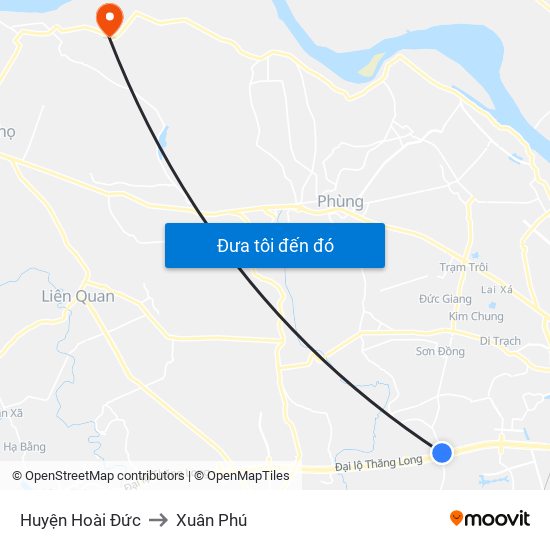 Huyện Hoài Đức to Xuân Phú map