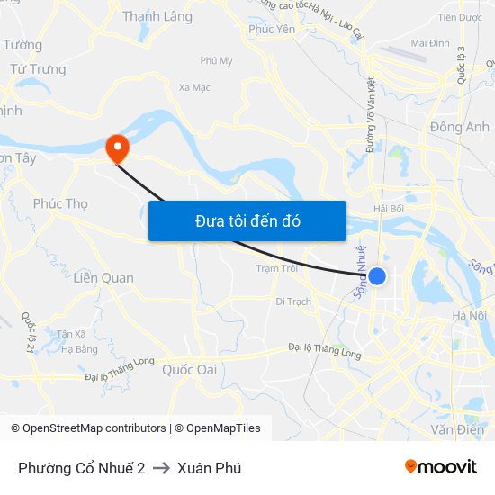 Phường Cổ Nhuế 2 to Xuân Phú map