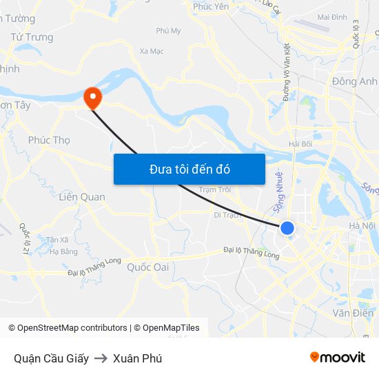 Quận Cầu Giấy to Xuân Phú map