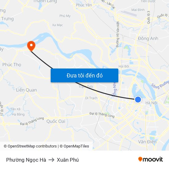 Phường Ngọc Hà to Xuân Phú map