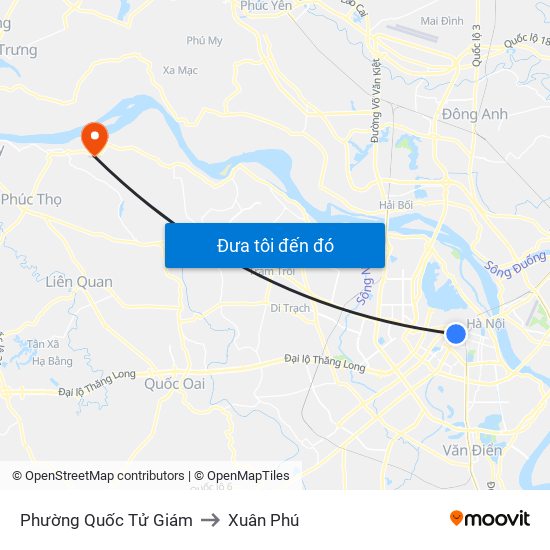 Phường Quốc Tử Giám to Xuân Phú map