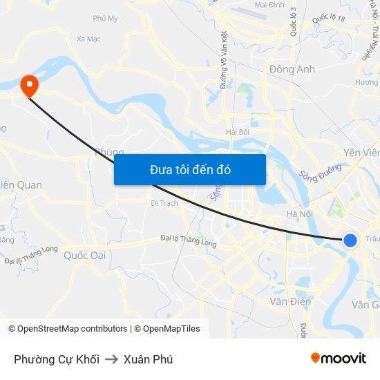Phường Cự Khối to Xuân Phú map