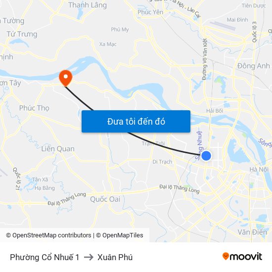 Phường Cổ Nhuế 1 to Xuân Phú map