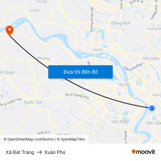 Xã Bát Tràng to Xuân Phú map